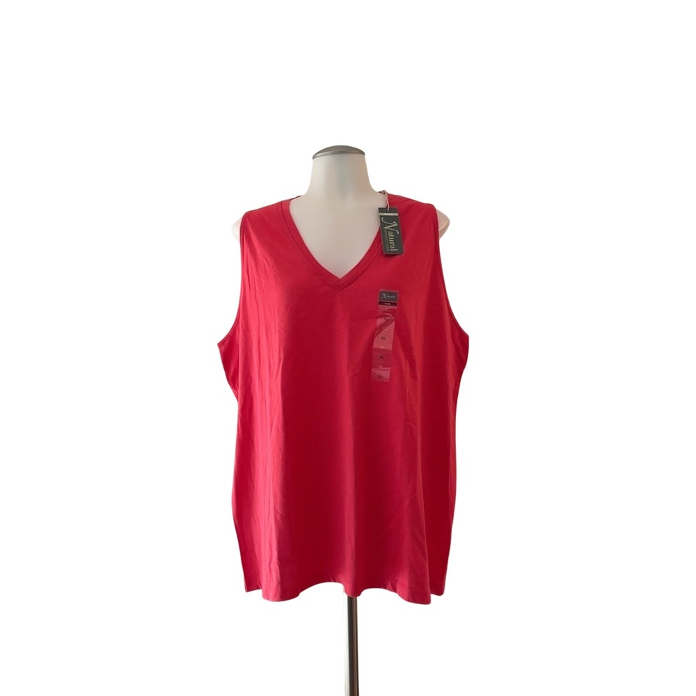 Natural Reflections Tank Top Women XL Red New V-Neck Sleeveless Cotton Blend
